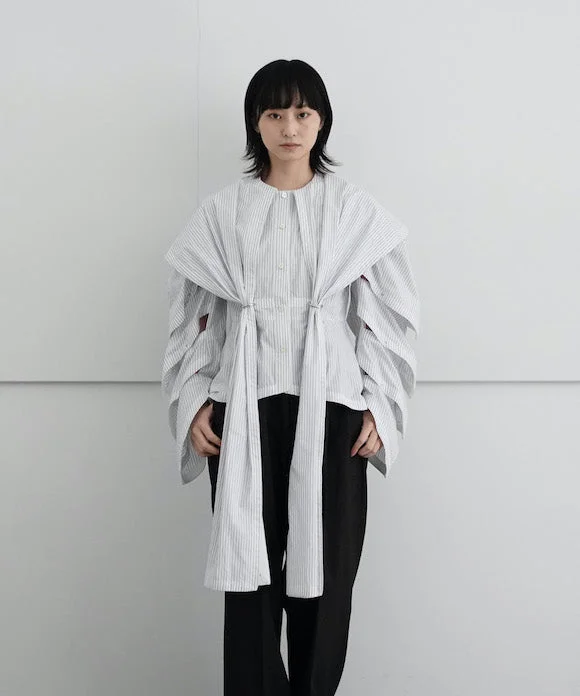 Oversized Blouse-YOHEI OHNO Armor Sleeve Stripe Shirt "WHITE STRIPE"