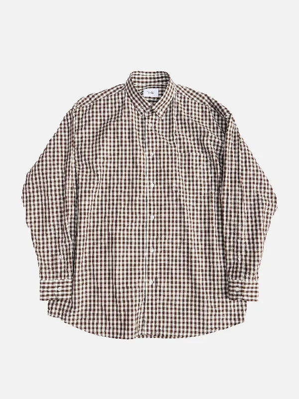 Button-up Shirt-The Big Gingham Check Shirt - Chocolate