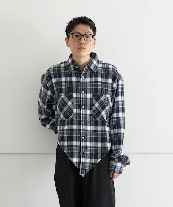 Puff Sleeve Shirt-BLESS WINTER POINTYSHIRT "CHECKED FLANNEL"