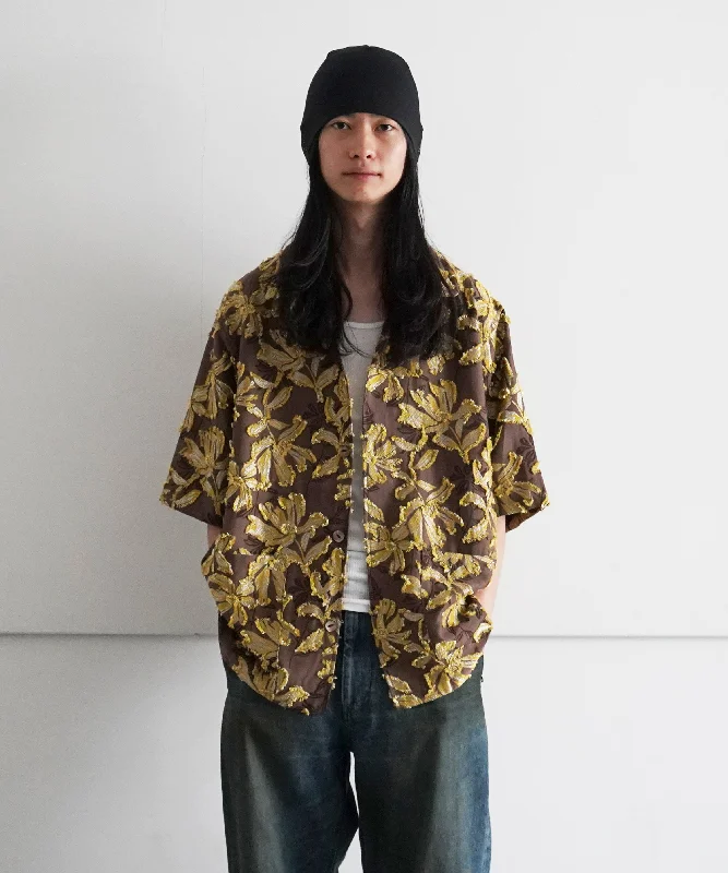 Designer Blouse-NEEDLES Cabana Shirt - Flower Cut Jq. "YELLOW"