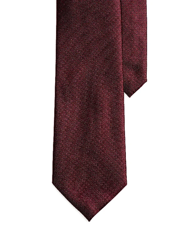 Silk Shirt-Geometric Tie - Burgundy with Mini Double Weave