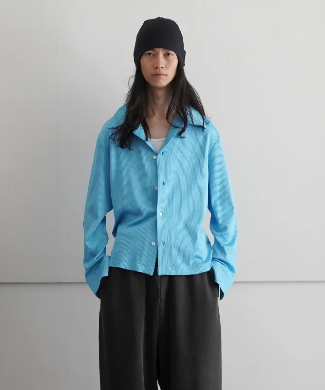 Linen Blouse-sefr DARIAN SHIRT "CYAN JERSEY RIB"