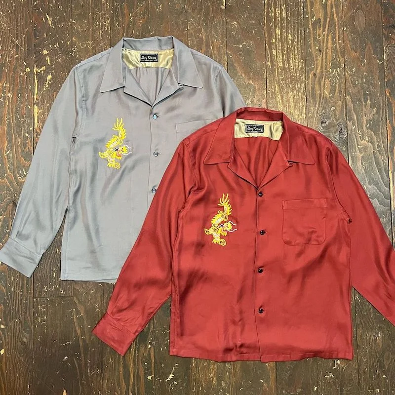 Dressy Blouse-L/S Embroidered  Open Shirt“VIETNAM DRAGON”