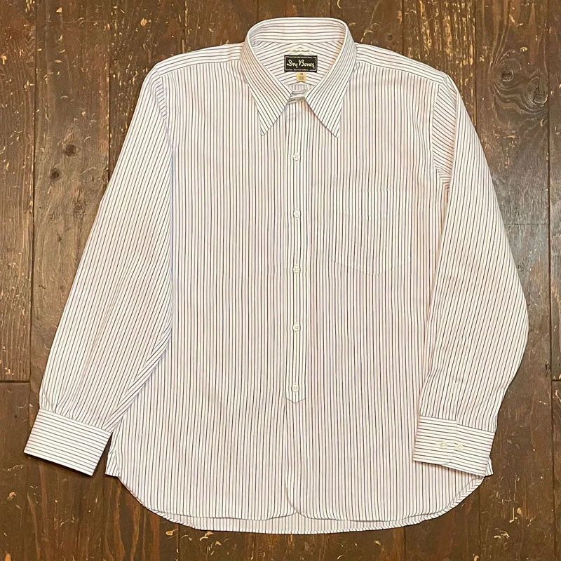 Party Blouse-Pique Stripe Classic Regular Collar Shirt