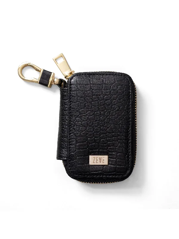 Drop Shoulder Shirt-Zeve Key Case - Black Croco Leather