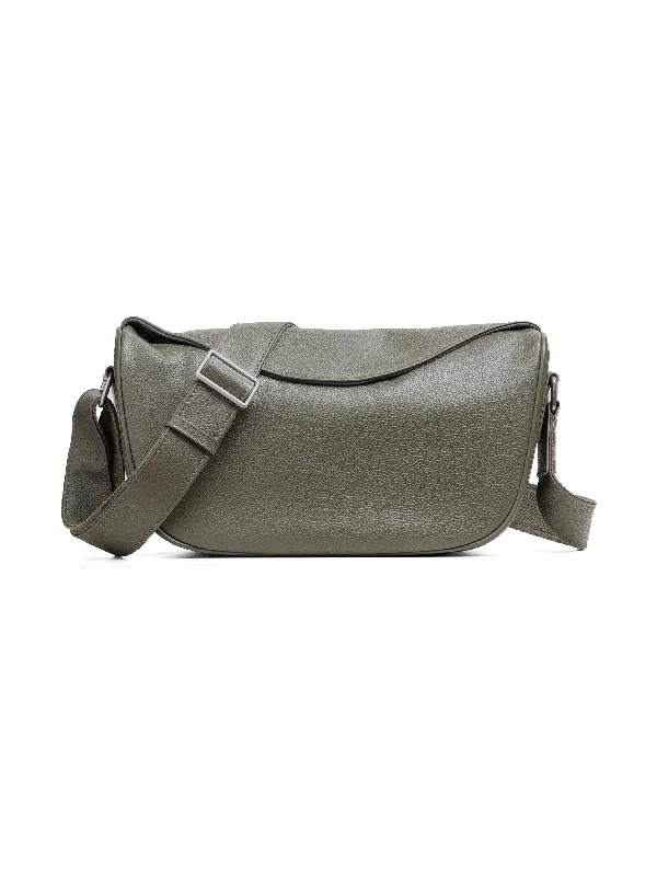 Lightweight Blouse-Leone Crossbody Bag - Olive Green Pebble Grain Leather