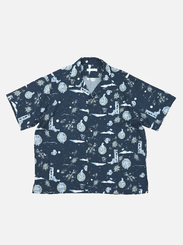 Embroidered Shirt-Space Aloha Shirt - NAVY