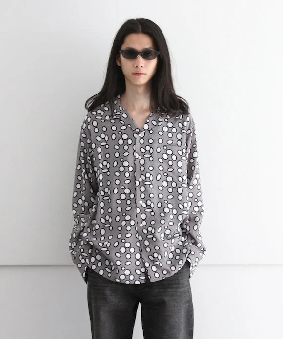 Pleated Blouse-COTTON PAN Chank L/S : ISHI "GRAY"