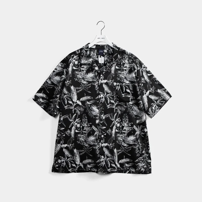 Casual Blouse-"Botanical" Aloha Shirt [Black] / 2410208