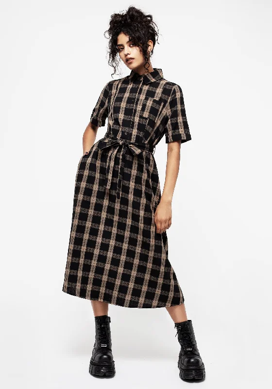 Oversized Shirt-Rogue Check Cotton Midi Shirt Dress