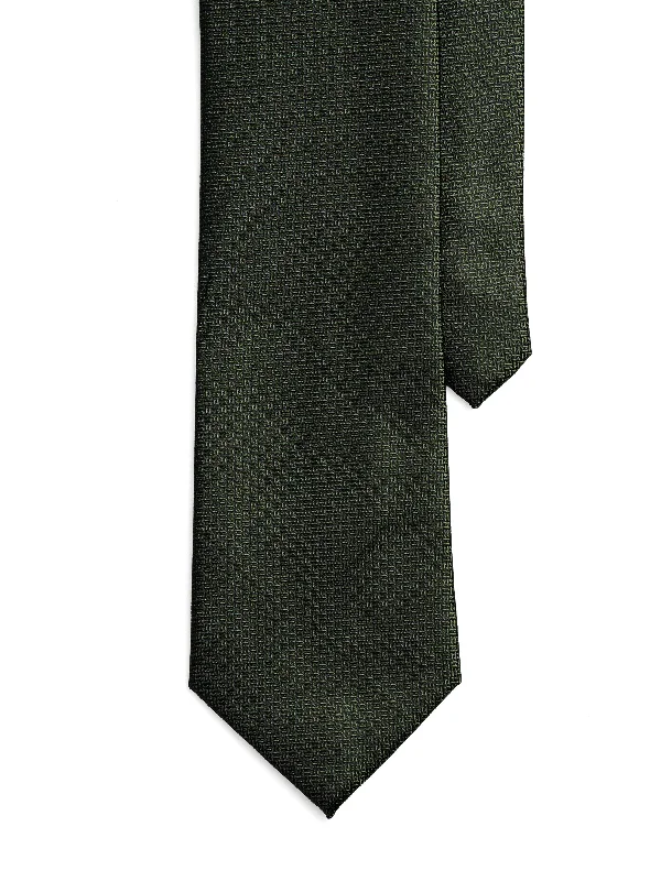 Casual Blouse-Geometric Tie - Dark Green with Mini Double Weave