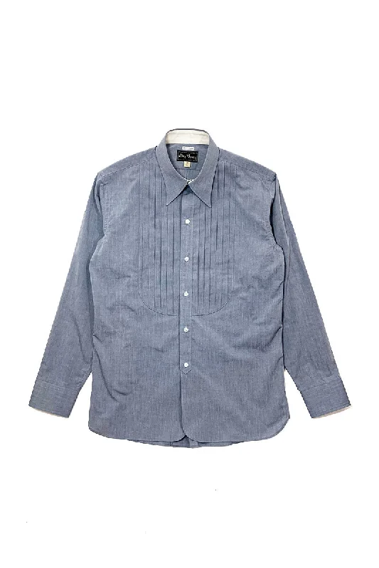 Crewneck Blouse-Chambray Bosom Shirt