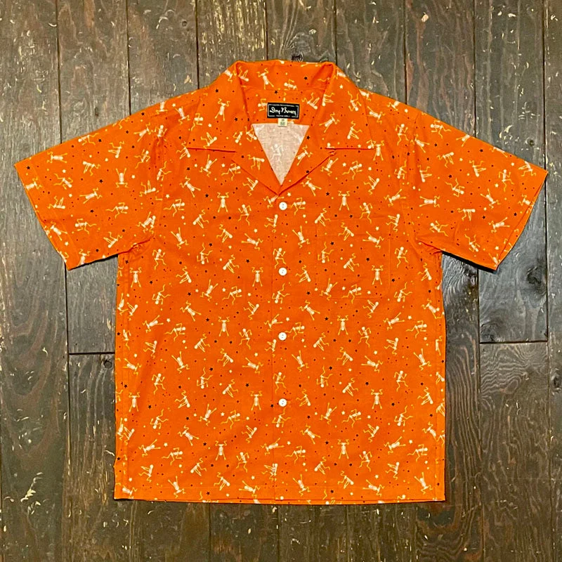 Dress Shirt-S/S Print Open Shirt  “DANCING SKELTON”