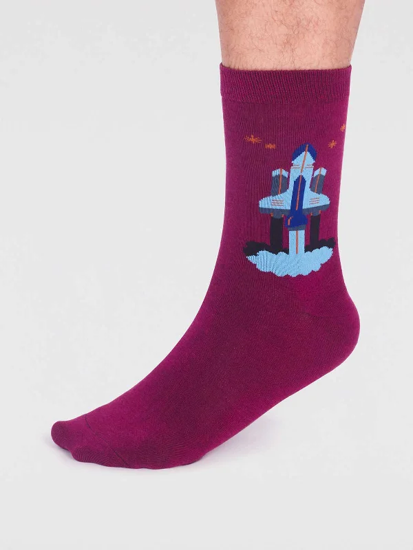 Custom Logo Socks-Onyx Organic Cotton Rocket Socks - Fig Purple