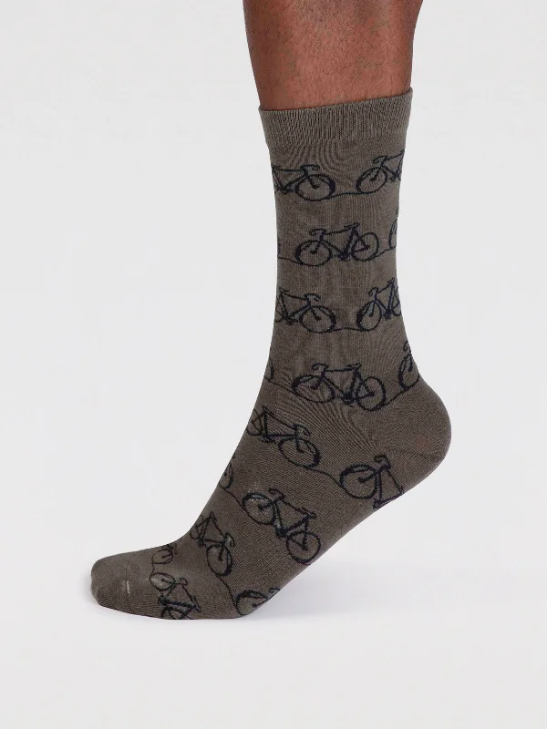 Crew Socks-Bennie Organic Cotton Bike Socks - Cargo Green