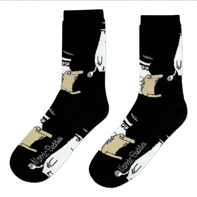 Soft Cotton Socks-Moominpappa Letter Socks Black 40-45 - Nordicbuddies