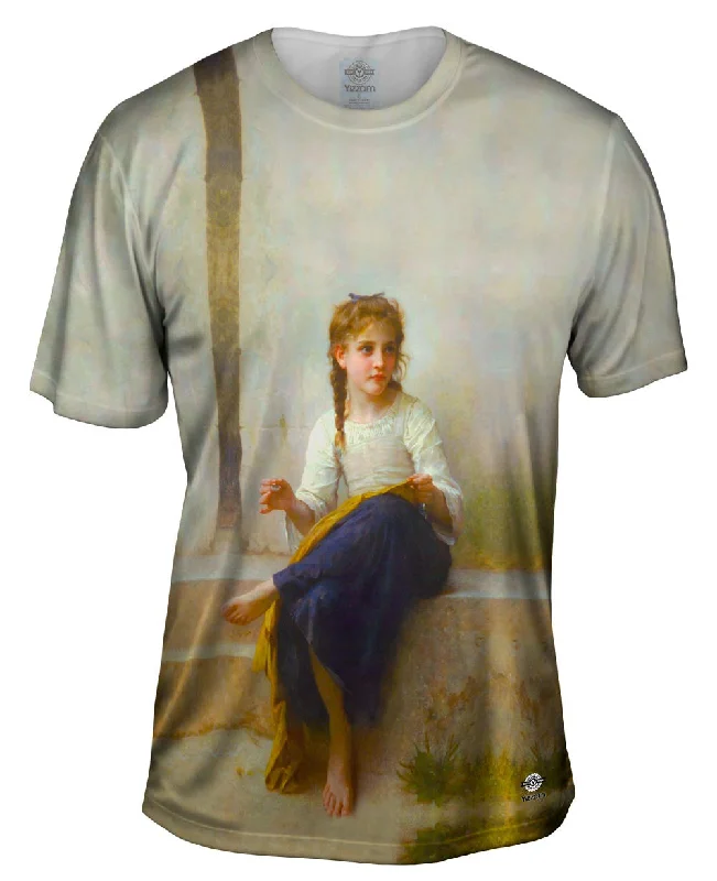 Funny Saying T-shirt-William-Adolphe Bouguereau - "Sewing" (1898)