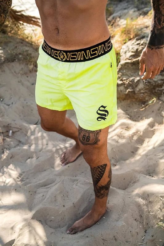 Tennis Shorts-Icon Swim Shorts - Neon Yellow