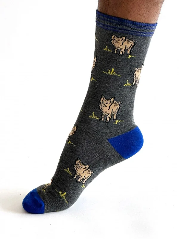 Cushion Socks-Willem Pig Bamboo Socks - Grey