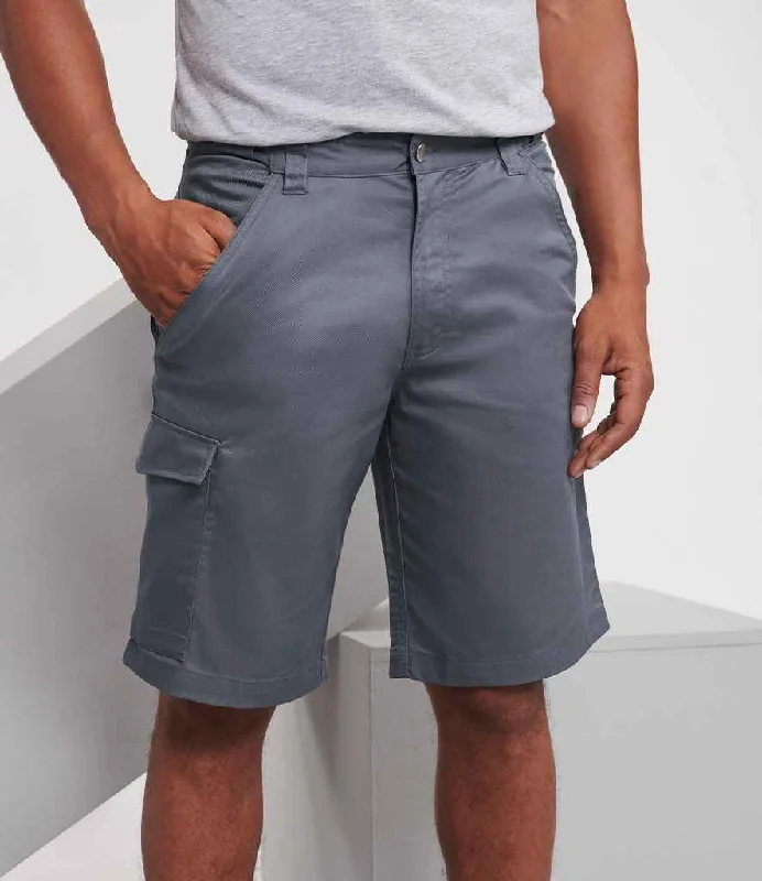 Striped Shorts-Russell Workwear Poly/Cotton Shorts | Convoy Grey