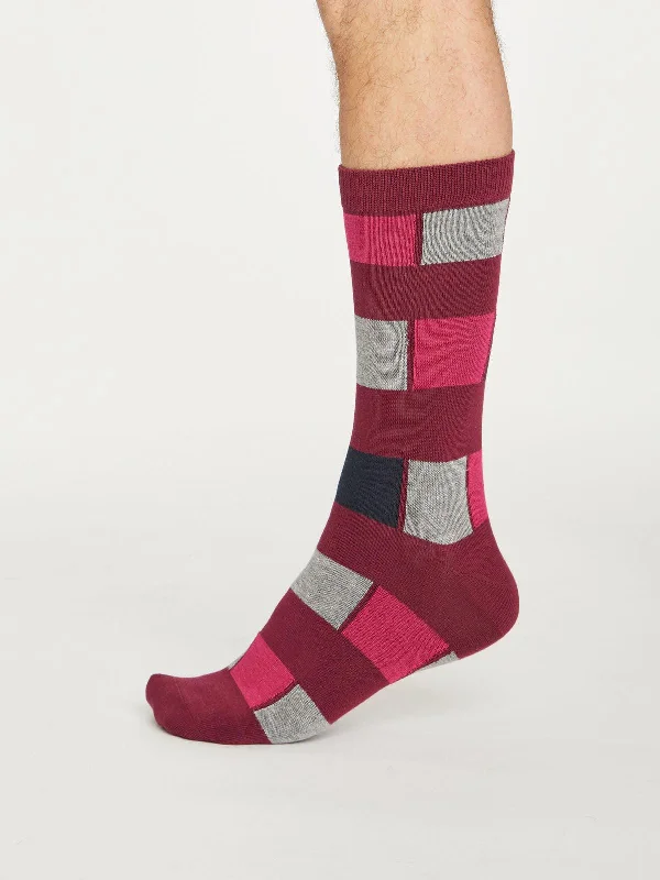 Comfortable Socks-Geo Stripe Socks - Bilberry