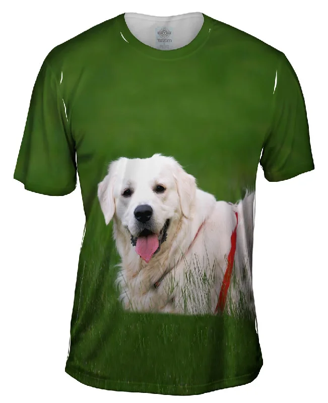 Luxury T-shirt-White Lab On Grass