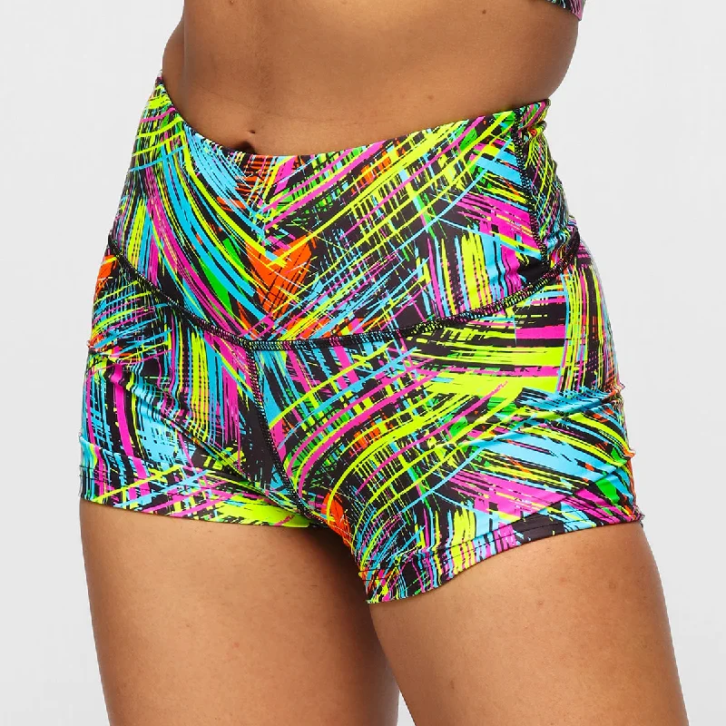 Active Shorts-Neon Scratch TikiBooty Shorts