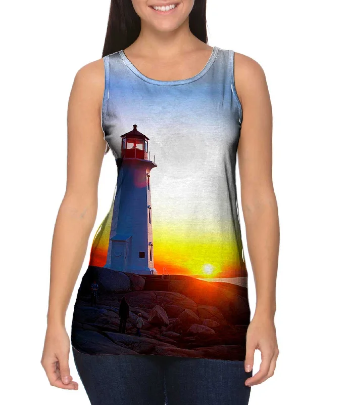 Slim Fit Tank-Lighthouse Sunset