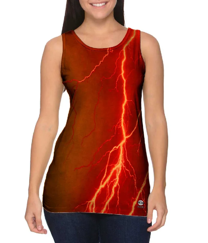 Classic Muscle Tank-Lightning Storm Orange Brown