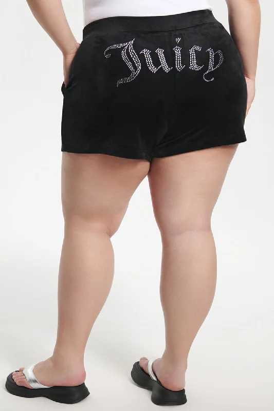 Chino Shorts-Plus-Size Big Bling Velour Shorts