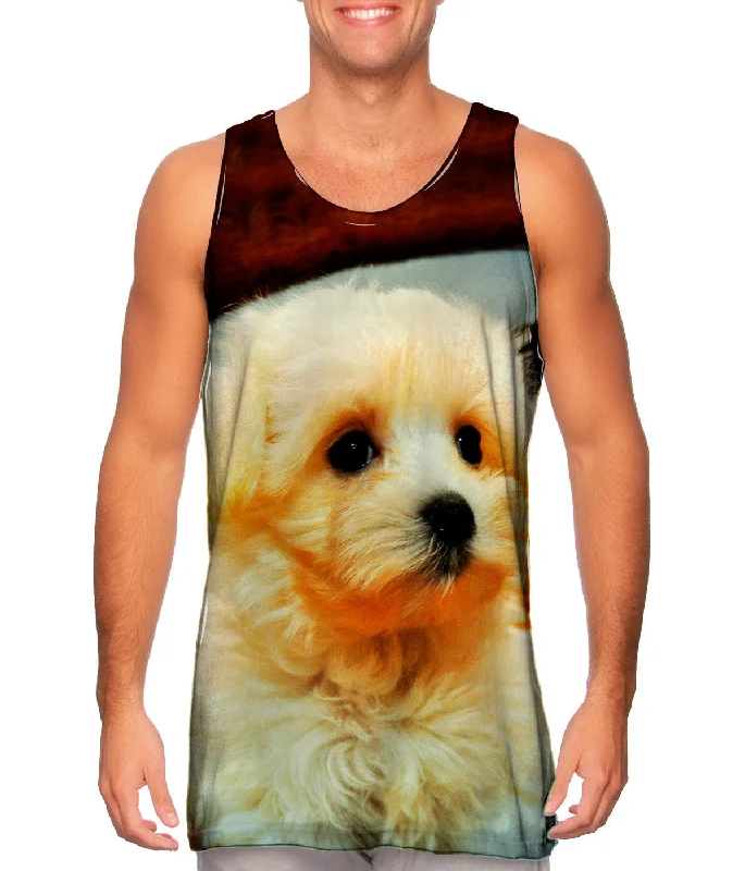 Sleeveless Shirt-Maltese Table Puppy