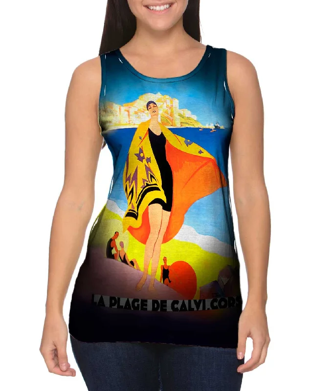 Fashion Racerback Tank-La Plage de Calvi.corse 019