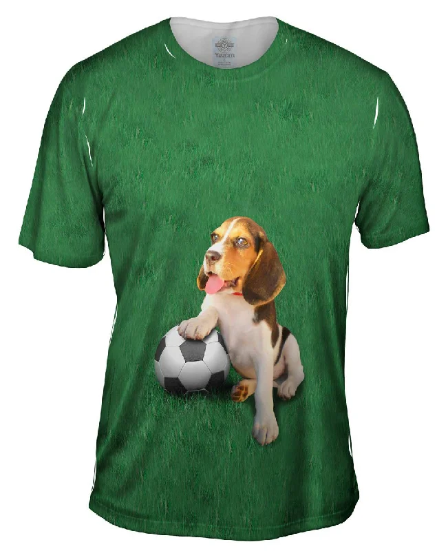 Trendy Logo T-shirt-Wanna Play Soccer Beagle