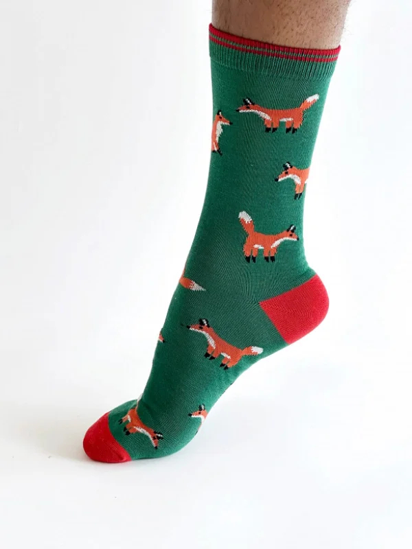 Hiking Wool Socks-Oriel Fox Bamboo Socks - Dark Green