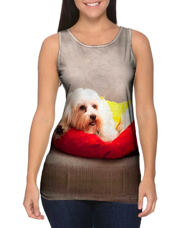 Relaxed Tank Top-Maltese On Doggy Bed