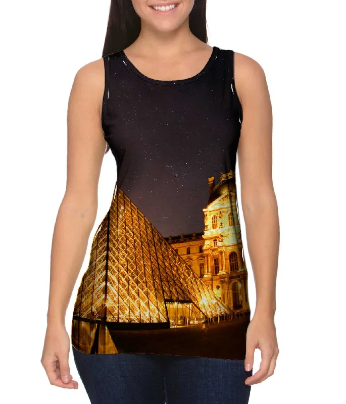 Long Tank Top-Louvre Paris Starry Night