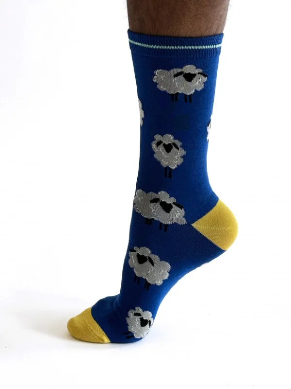 Cushion Socks-Elliot Sheep Bamboo Socks - Dark Blue