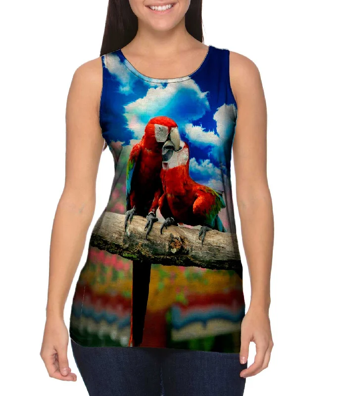 Trendy Tank Top-Love Kiss Macaw