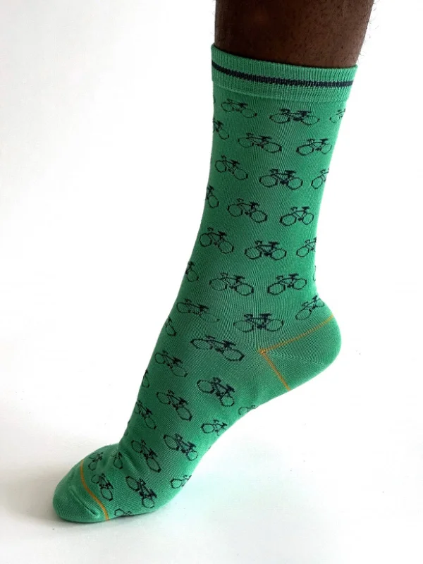 Cotton Socks-Peyton Bike Bamboo Socks - Bright Green