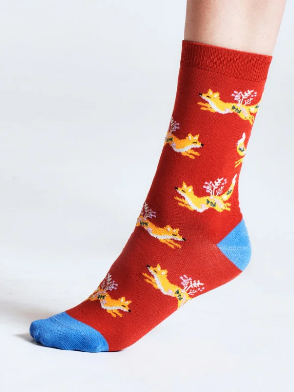 Low-cut Socks-Bess Fox Bamboo Socks - Dark Orange