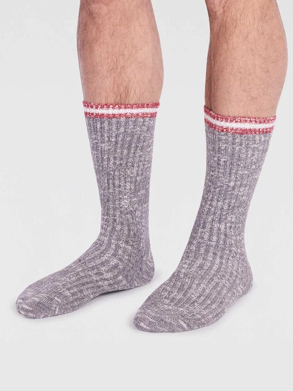 Patterned Knee-high Socks-Phillip Organic Cotton Fleck Socks - Grey