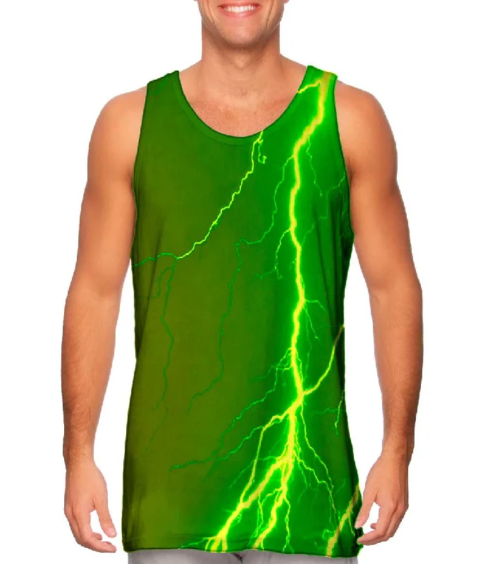 Relaxed Fit Tank-Lightning Storm Green Yellow