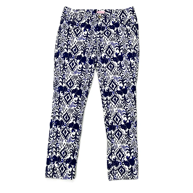 Relaxed Fit Pants-Blue & White Pants Designer By Lilly Pulitzer, Size: 8