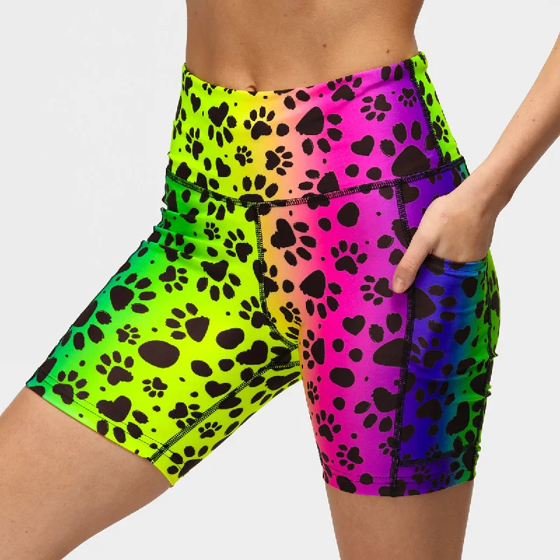 Running Shorts-Pawfect Rainbow Running Shorts