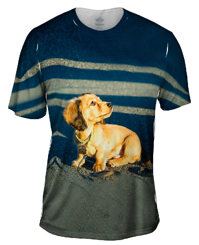 Summer T-shirt-Tiny Dachshund Woof