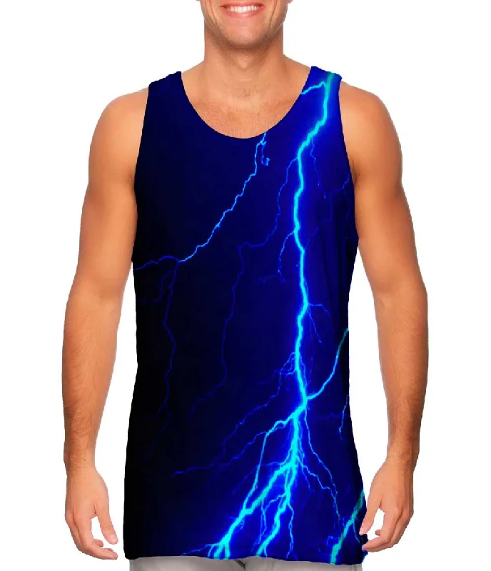 Cotton Sports Tank-Lightning Storm Blue