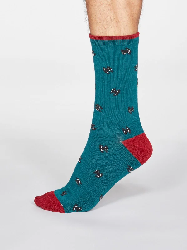 Thick Socks-Wesley Frog Socks - Teal Green