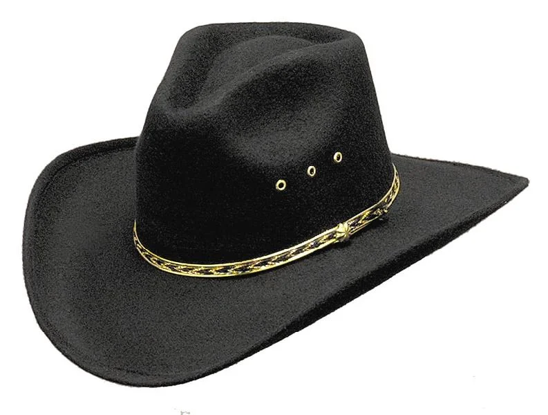 Stylish Fedora-Western Express BFF36 Black Pinch Front Faux Felt Elastic Inner Hat Band Cowboy Hat