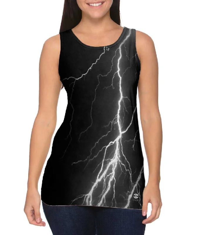 Trendy Sleeveless Shirt-Lightning Storm Black White