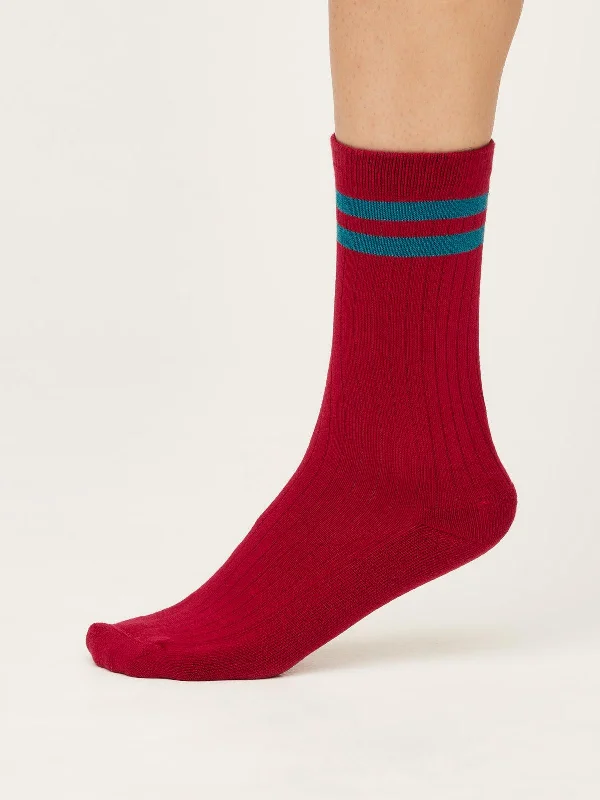 Kids Socks-RUGBY STRIPE  SPORT SOCKS - MAGENTA PINK